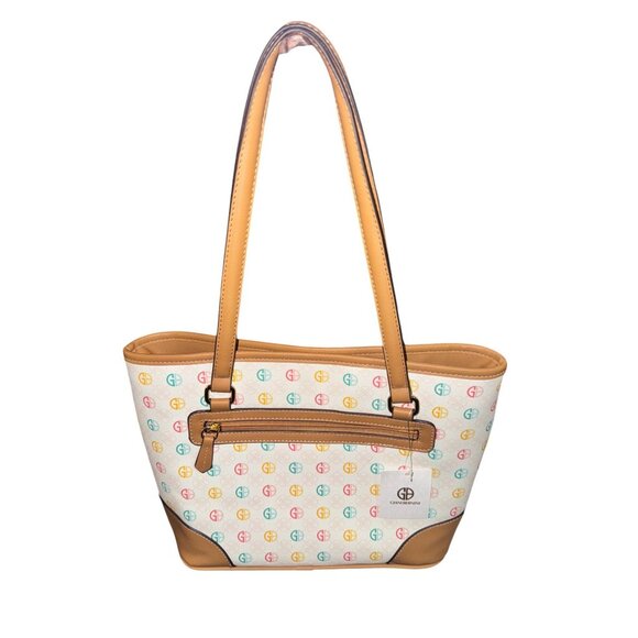 Giani Bernini Multicolor Logo Shoulder Bag Leather Trim & Handles Organizer - Picture 3 of 10